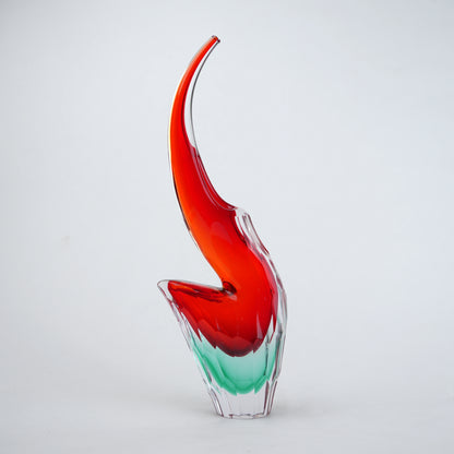 Curved gradient glass vase with side opening modern decor design