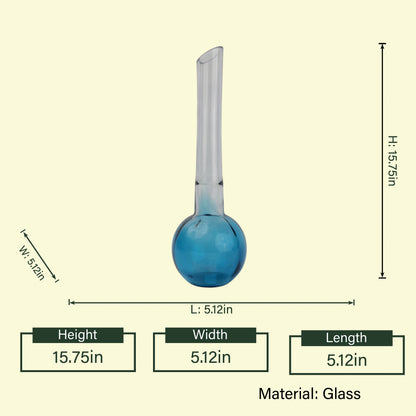 Blue orb stem vase 15.75in spec diagram