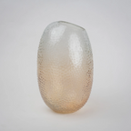 Pebble texture oval glass decorative vase with rounded base and textured surface