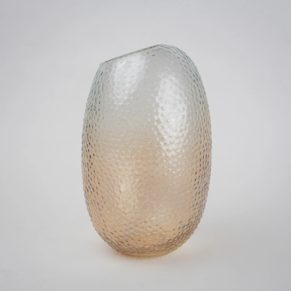 Peach-silver pebble vase ovoid side angle
