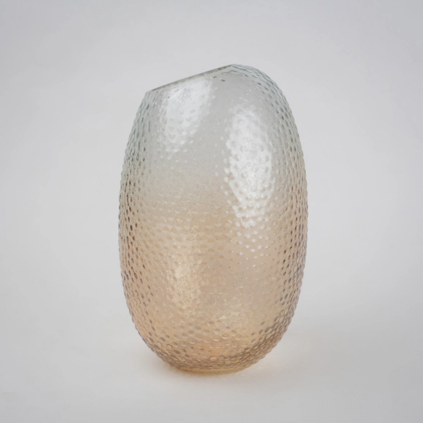 Peach-silver pebble vase ovoid side angle