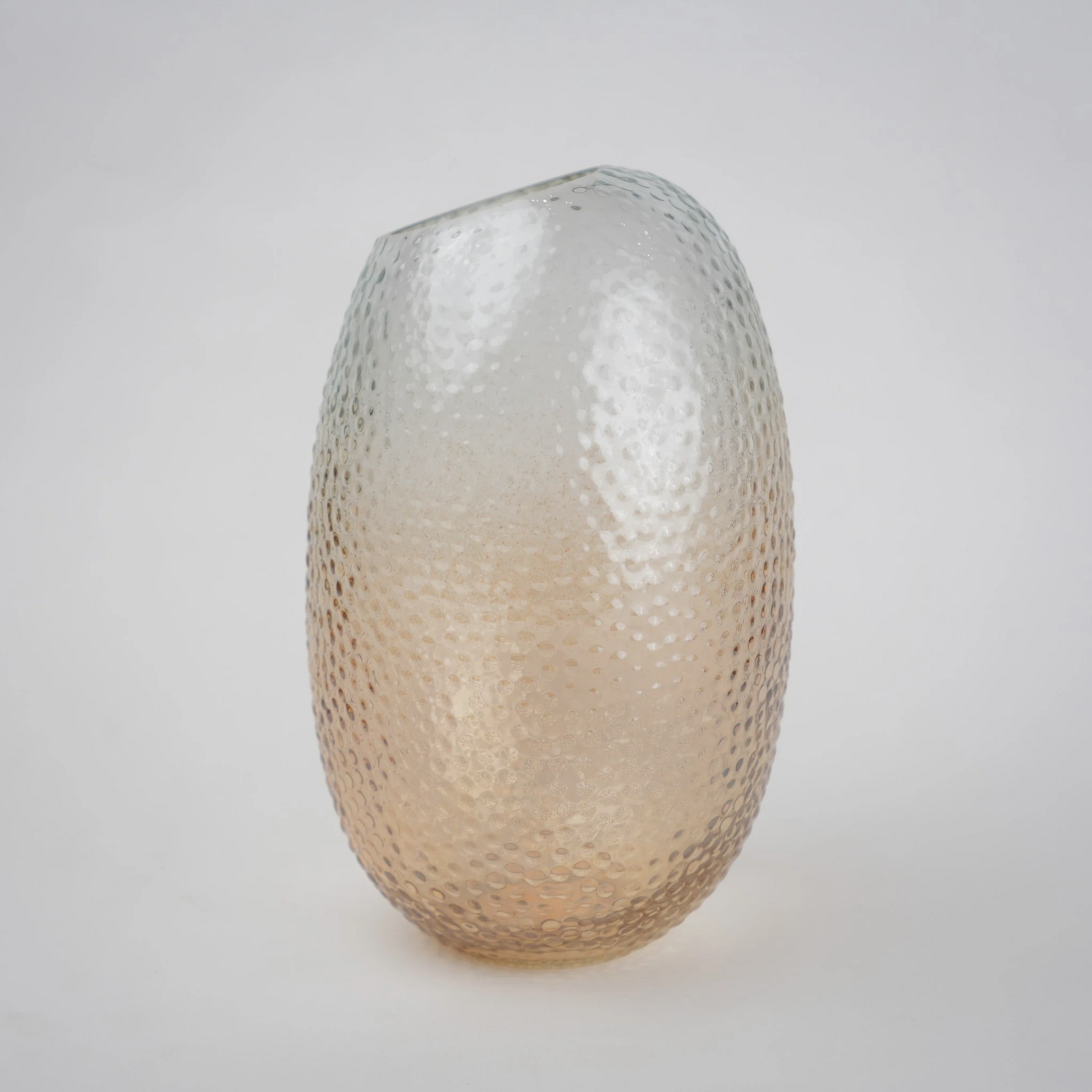 Peach-silver pebble vase ovoid side angle
