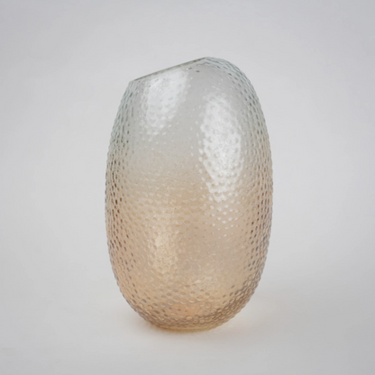 Peach-silver pebble vase ovoid side angle