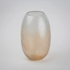 Pebble texture oval glass decorative vase with rounded base and textured surface