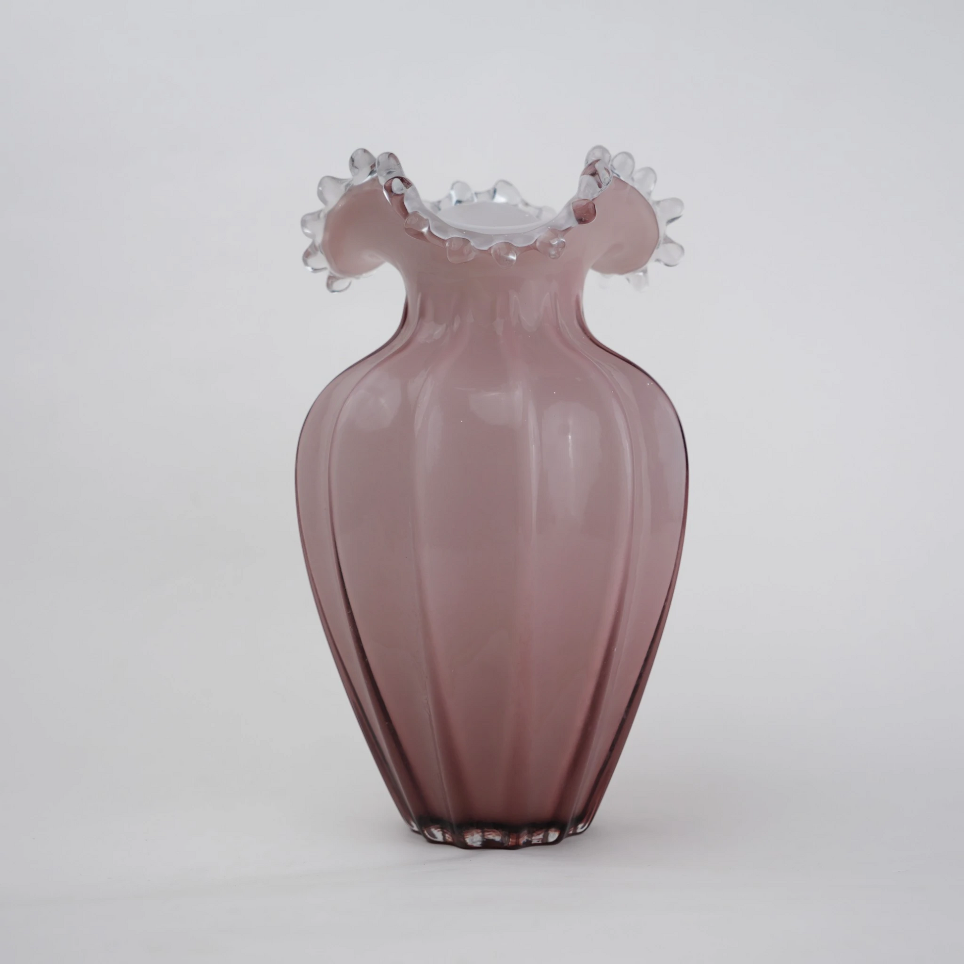 Mauve fluted urn vase thorny crown head-on