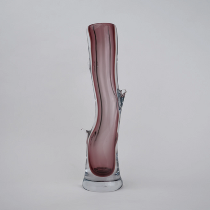 Burgundy stem vase wavy column front shot