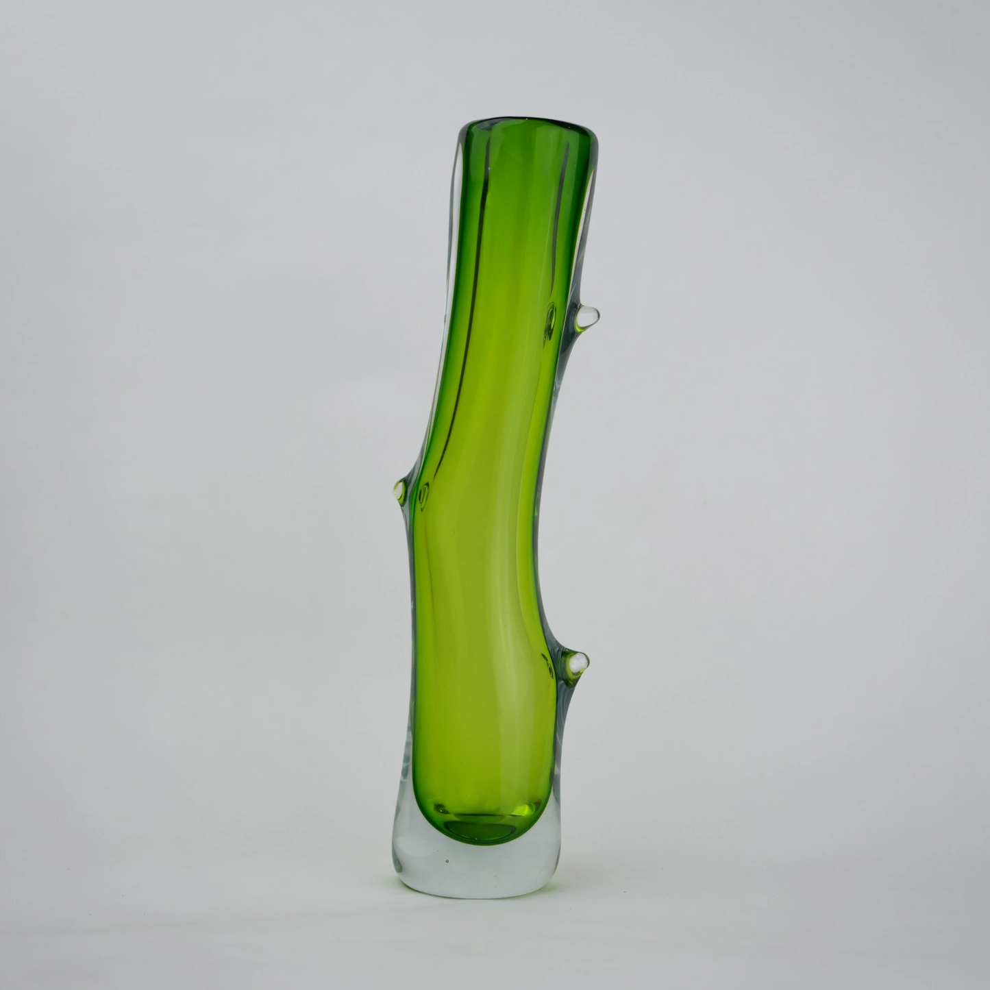 Lime green stem vase sommerso w/ nub accents
