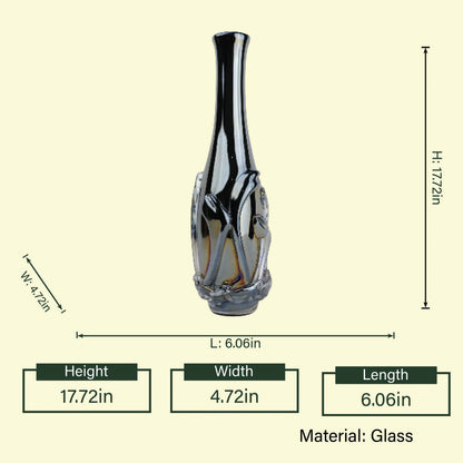 Iridescent black bottle vase 17.72in spec