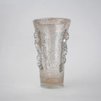 Champagne gold textured glass vase with tapered silhouette and shimmering finish.