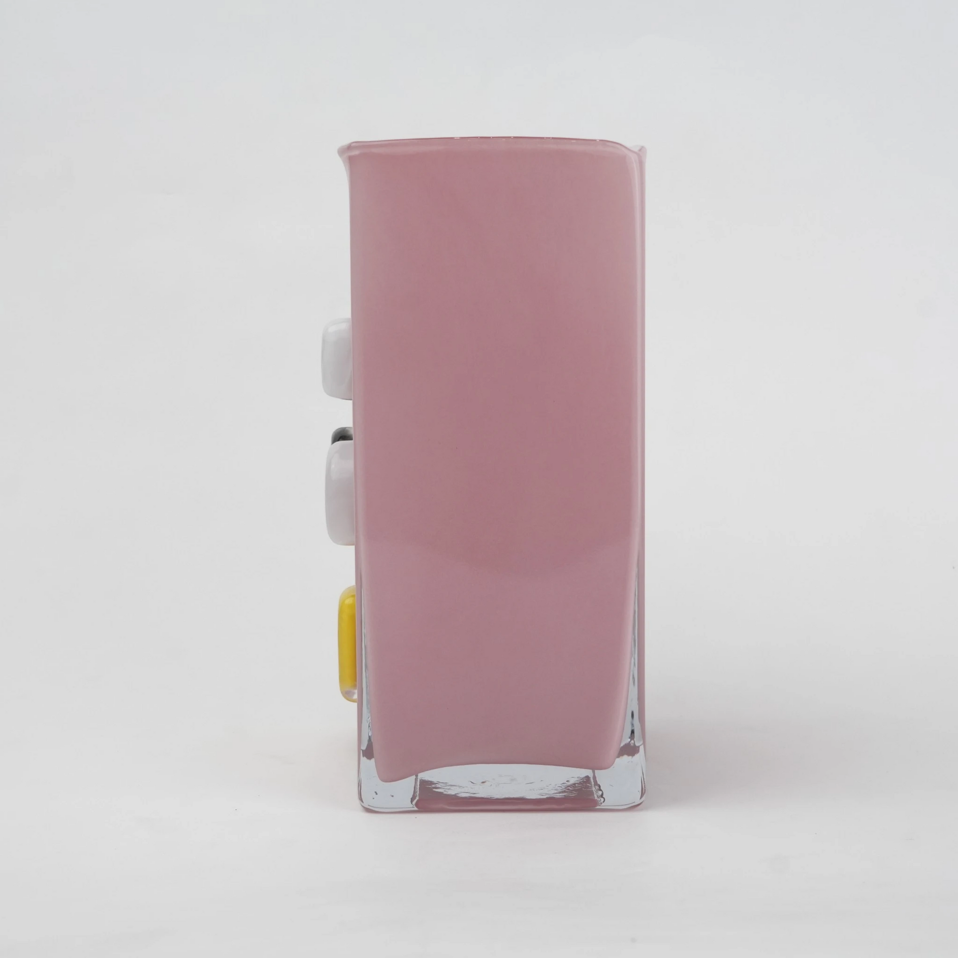 Blush art glass vase slim side profile