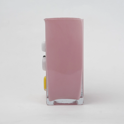 Blush art glass vase slim side profile