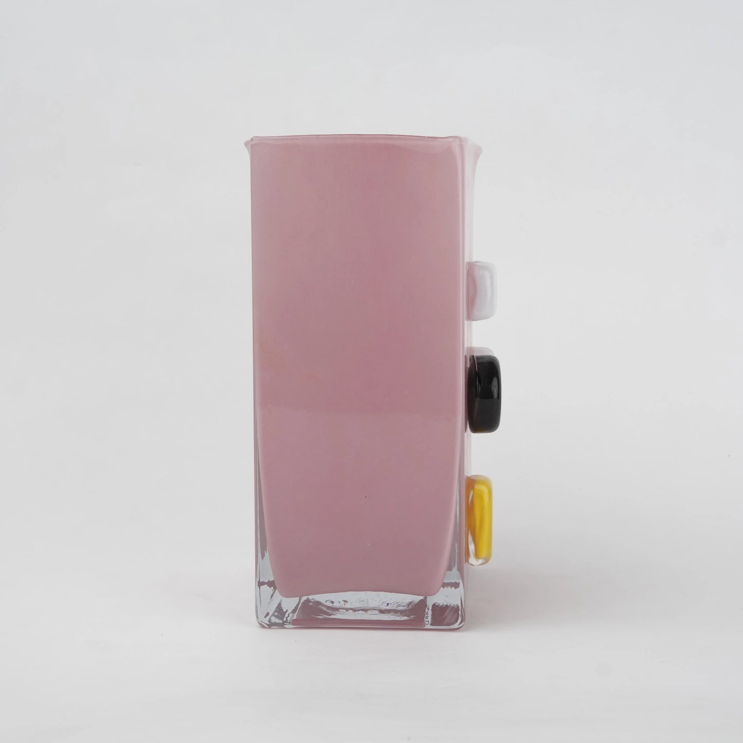 Blush art glass vase opposite side cabochons