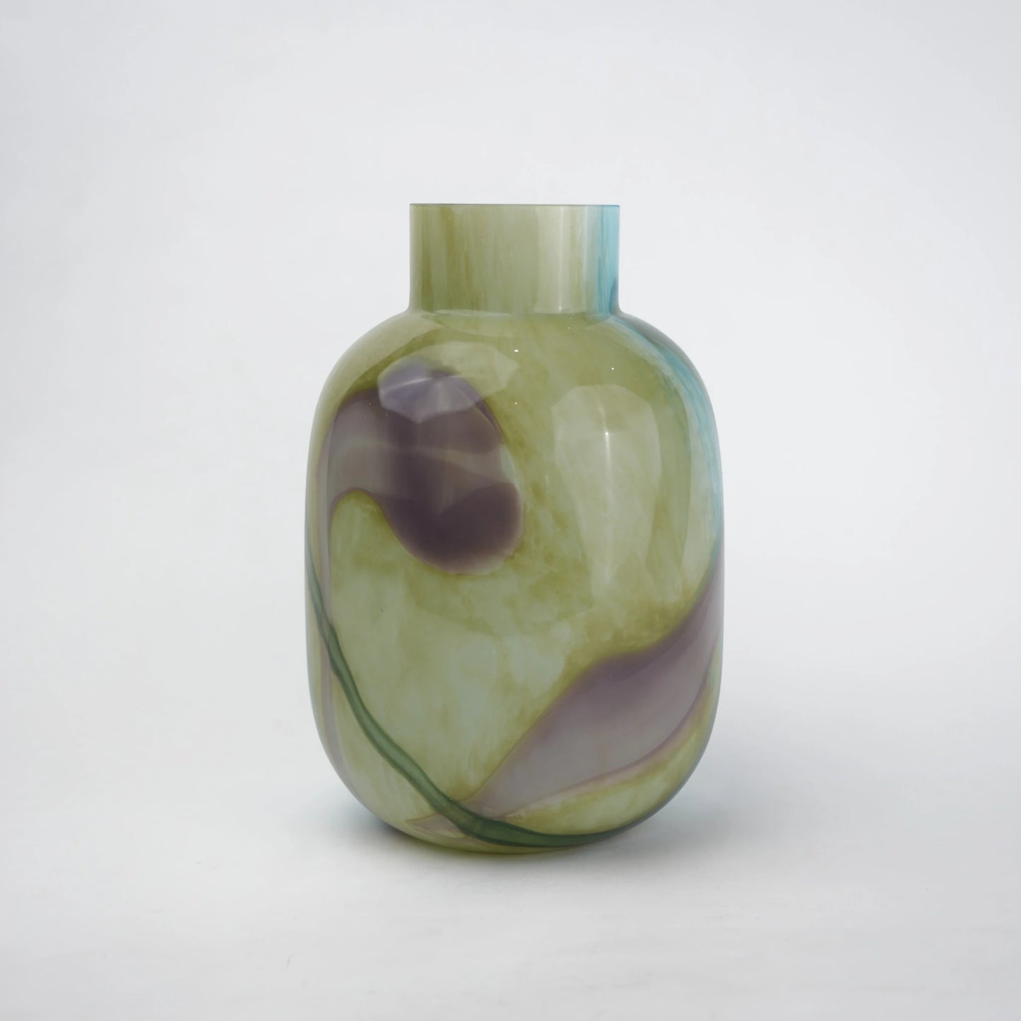 Marble Wave vase, sage plum aqua, front