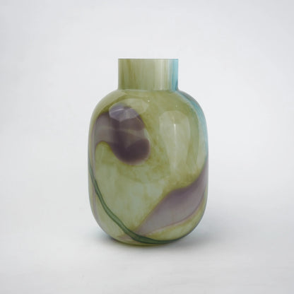 Marble Wave vase, sage plum aqua, front
