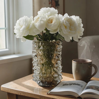 Apex Texture amber w/ peony, rustic table