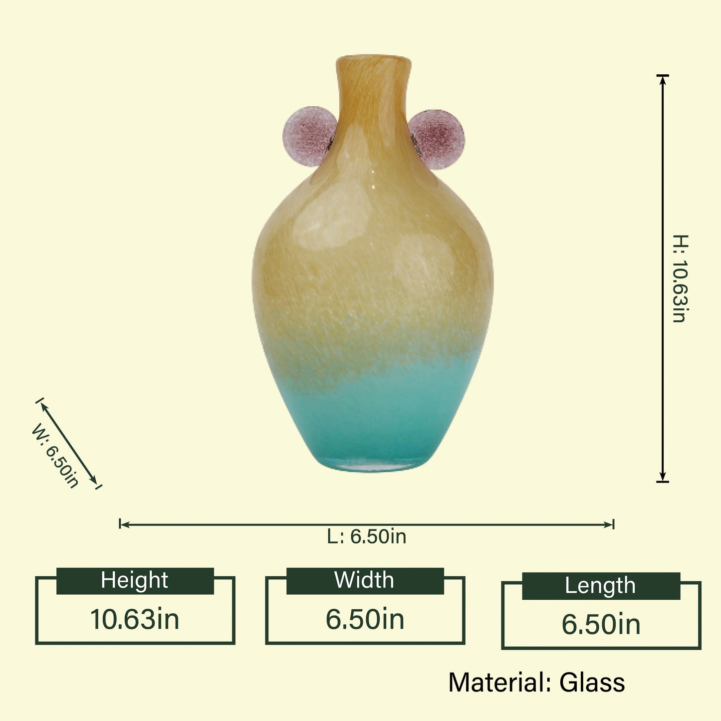 Citrus Bloom vase, dimensions diagram