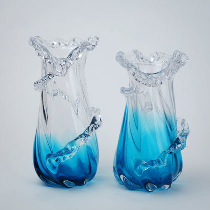 Ocean Twist blue vase pair, scale shot