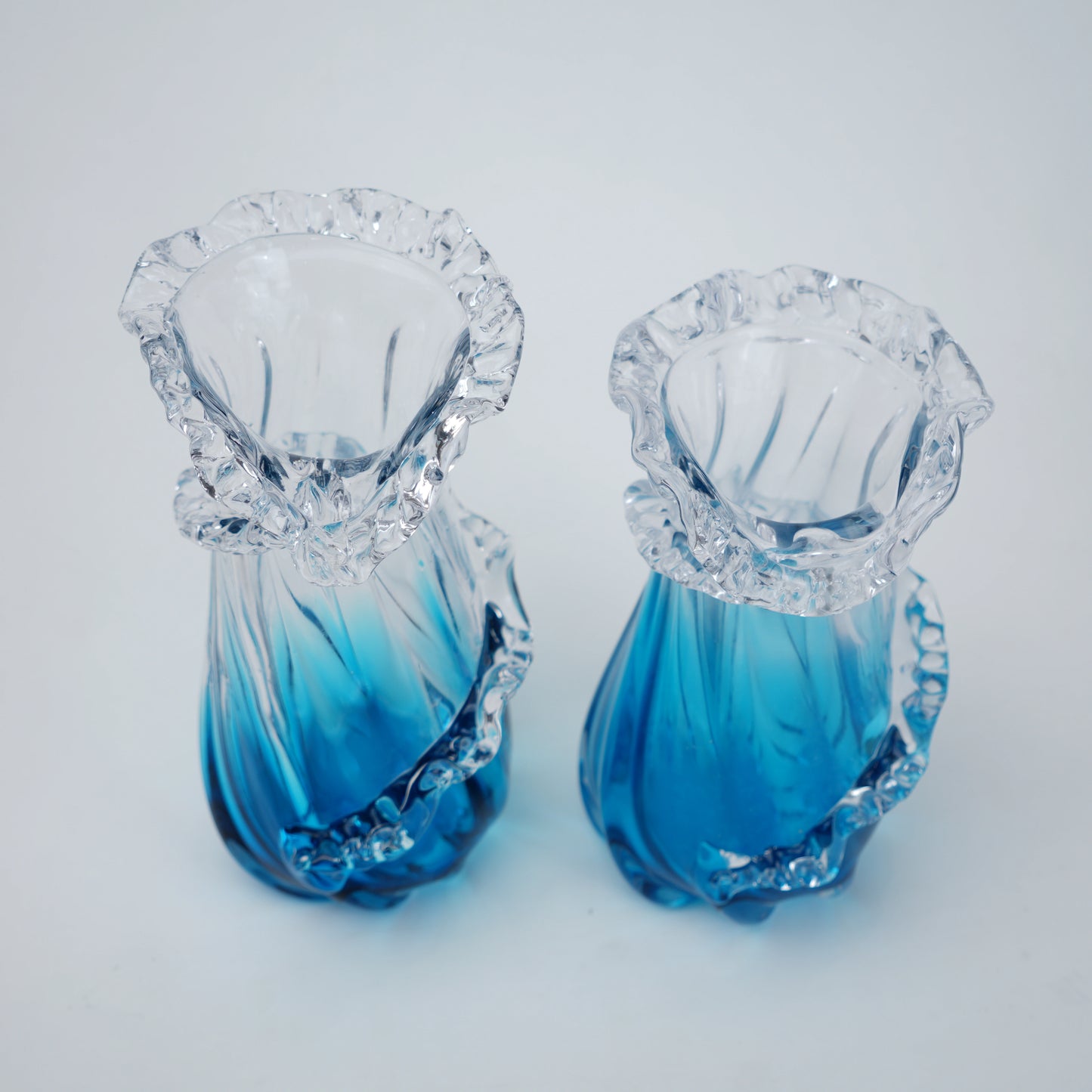 Ocean Twist pair, top-down ruffled mouths