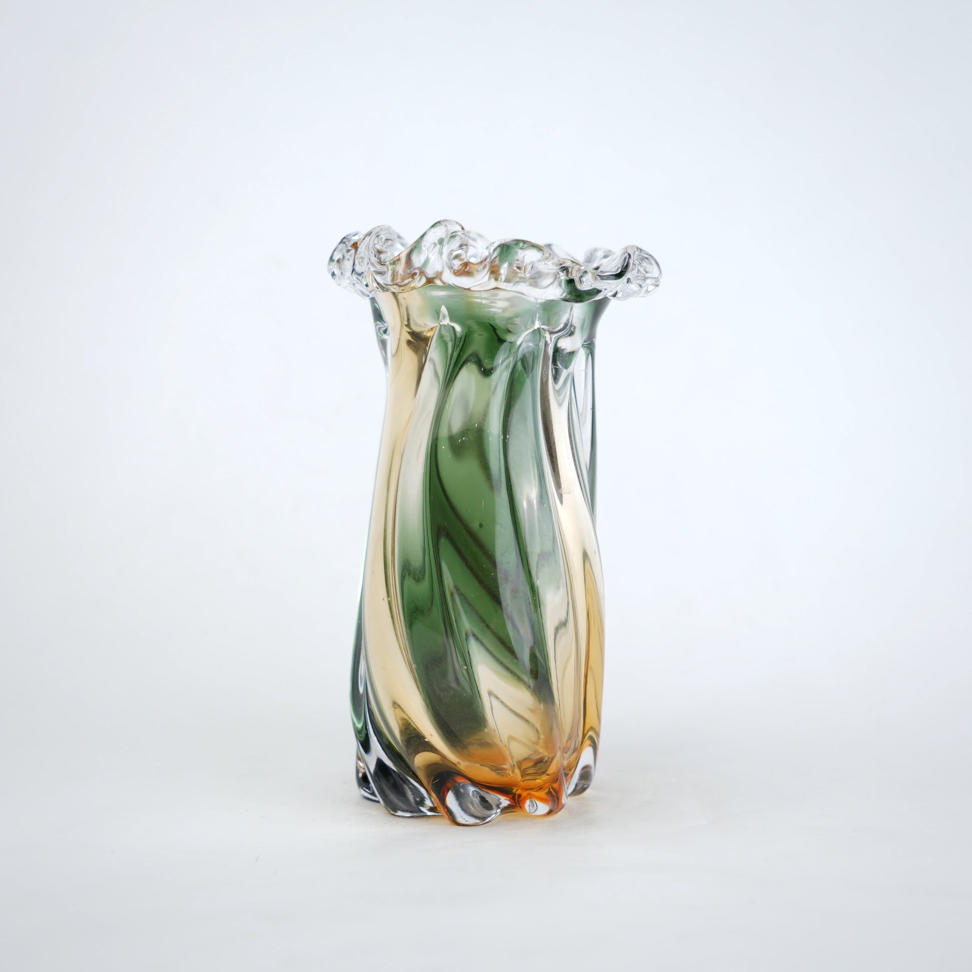 Meadow Flow vase, curling rim, 3/4 front