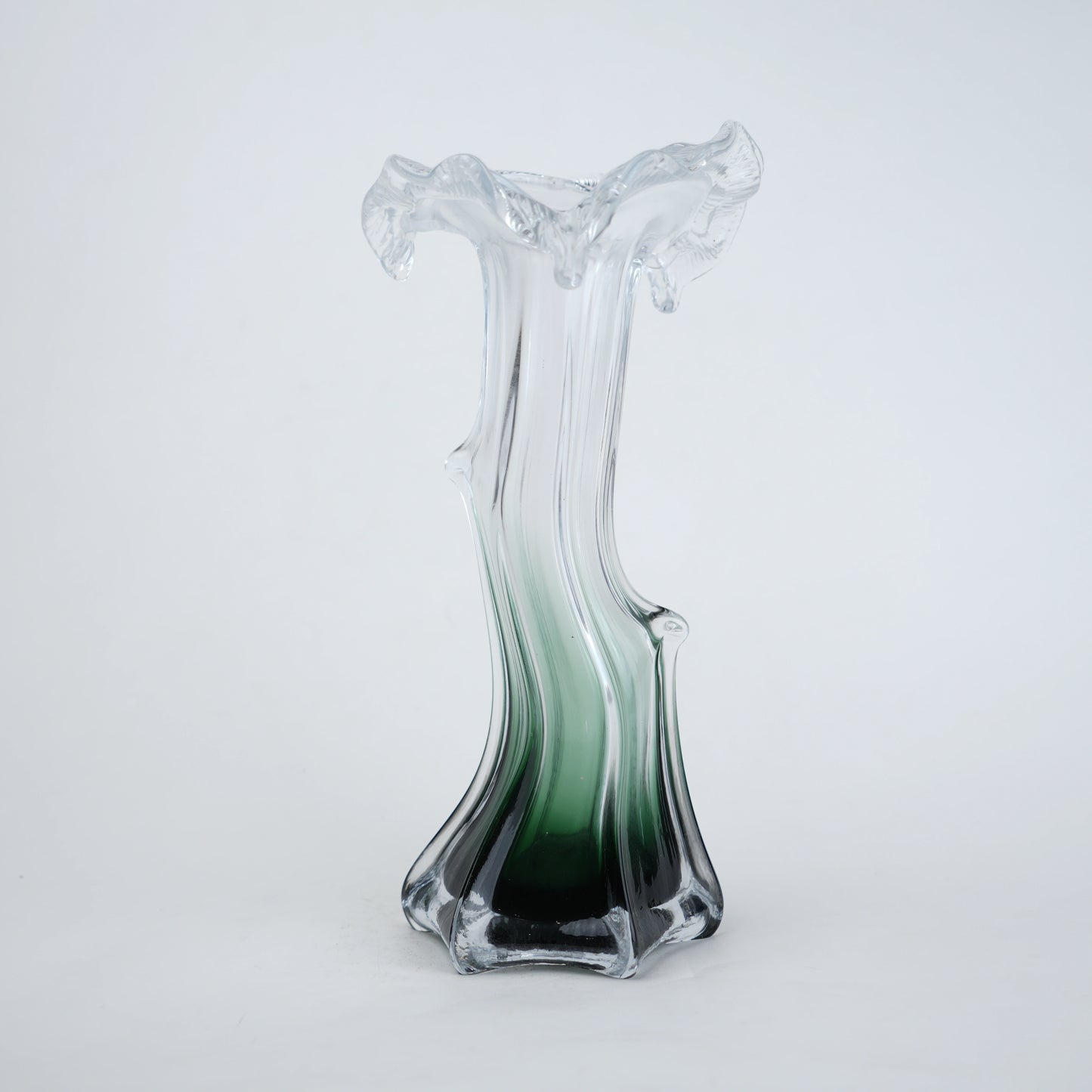 Mist Flow green ombre vase, front on white