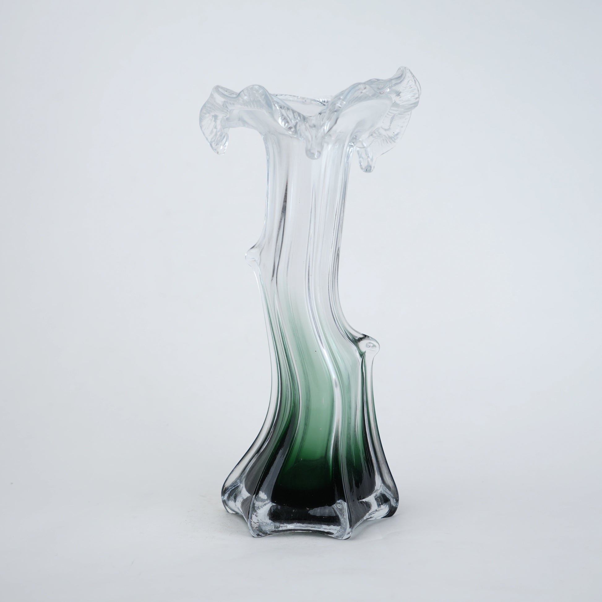 Mist Flow green ombre vase, front on white