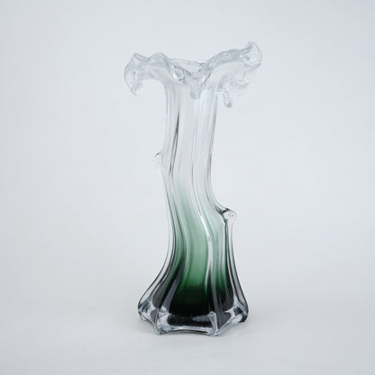Mist Flow green ombre vase, front on white