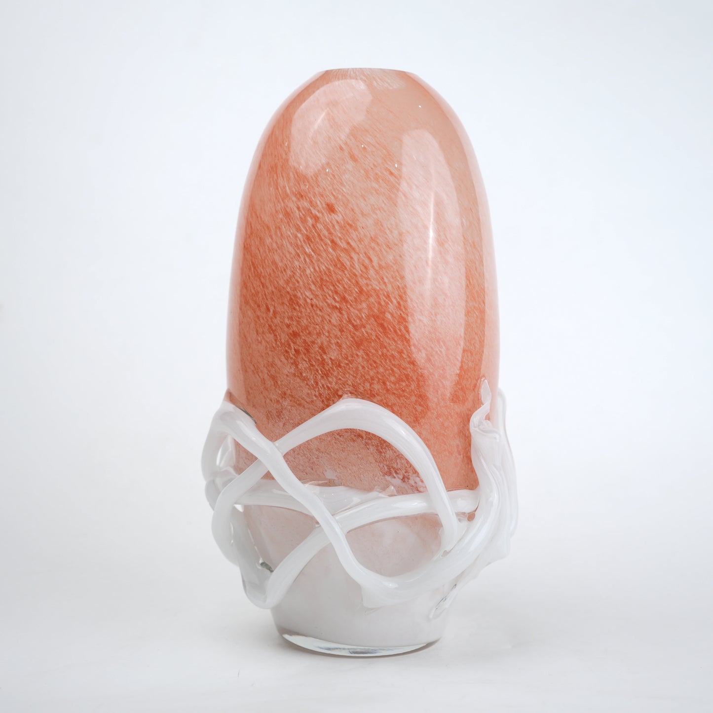 Peach glass vase with white abstract base design available in small and big sizes for modern home decor