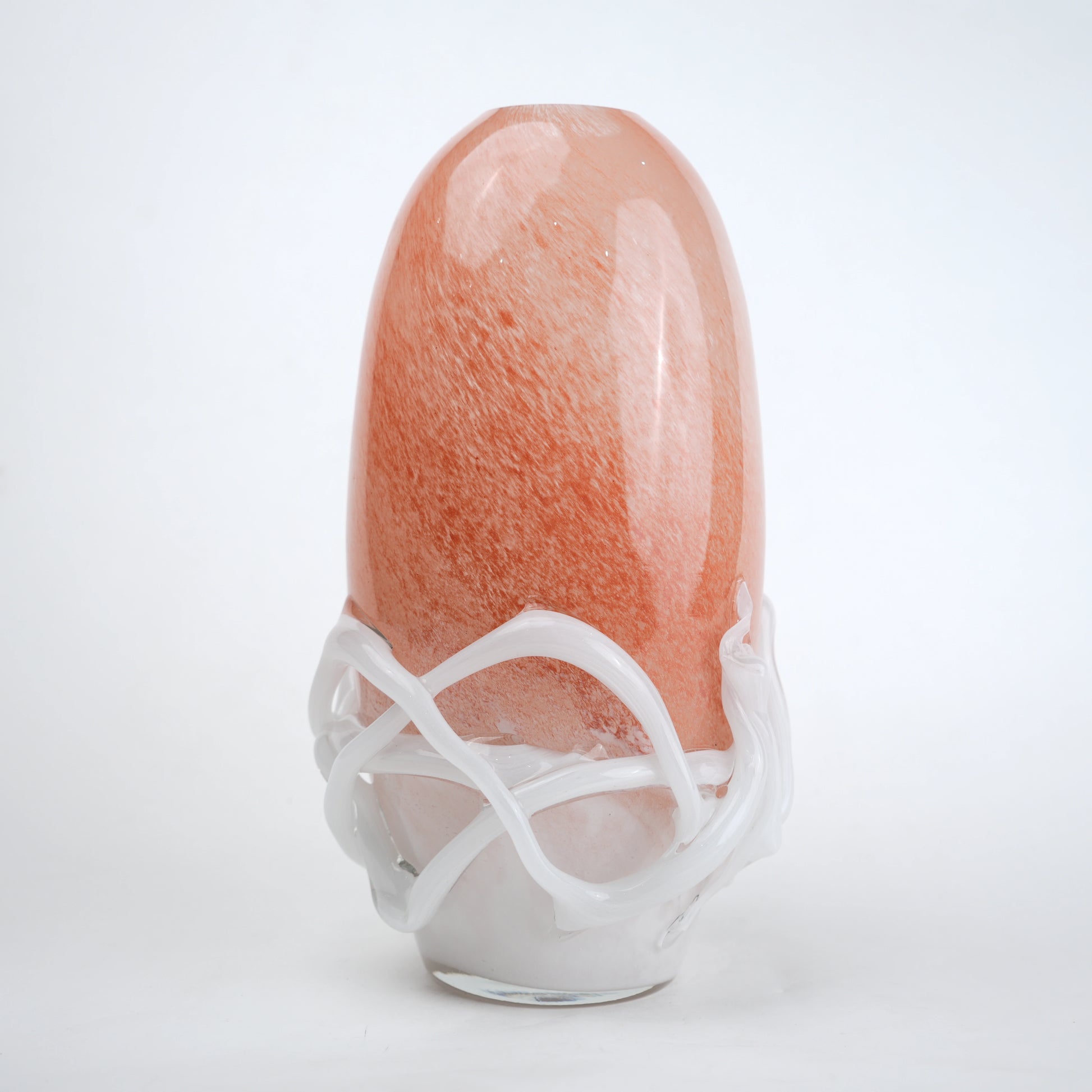 Peach glass vase with white abstract base design available in small and big sizes for modern home decor