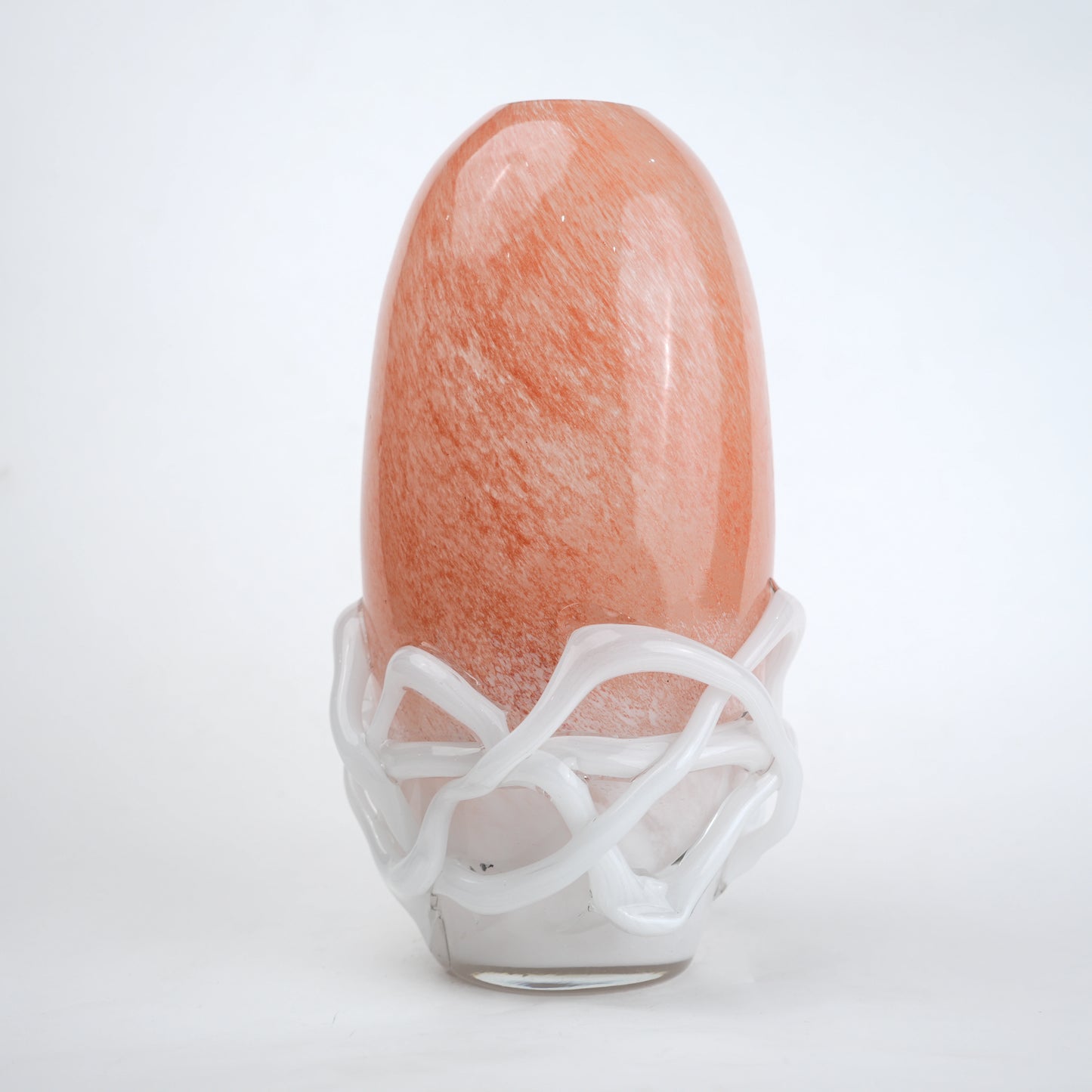 Peach glass vase with white abstract base design available in small and big sizes for modern home decor