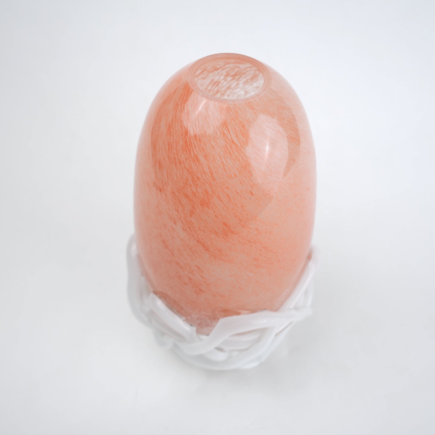 Peach glass vase with white abstract base design available in small and big sizes for modern home decor