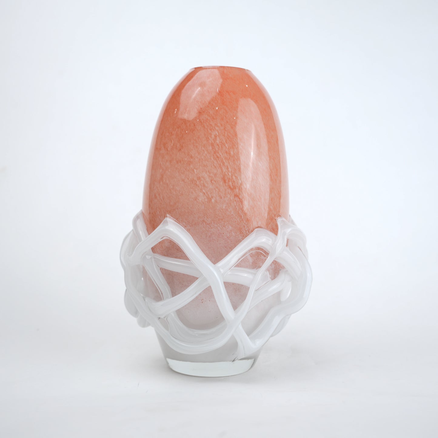 Peach glass vase with white abstract base design available in small and big sizes for modern home decor