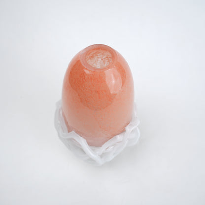 Peach glass vase with white abstract base design available in small and big sizes for modern home decor