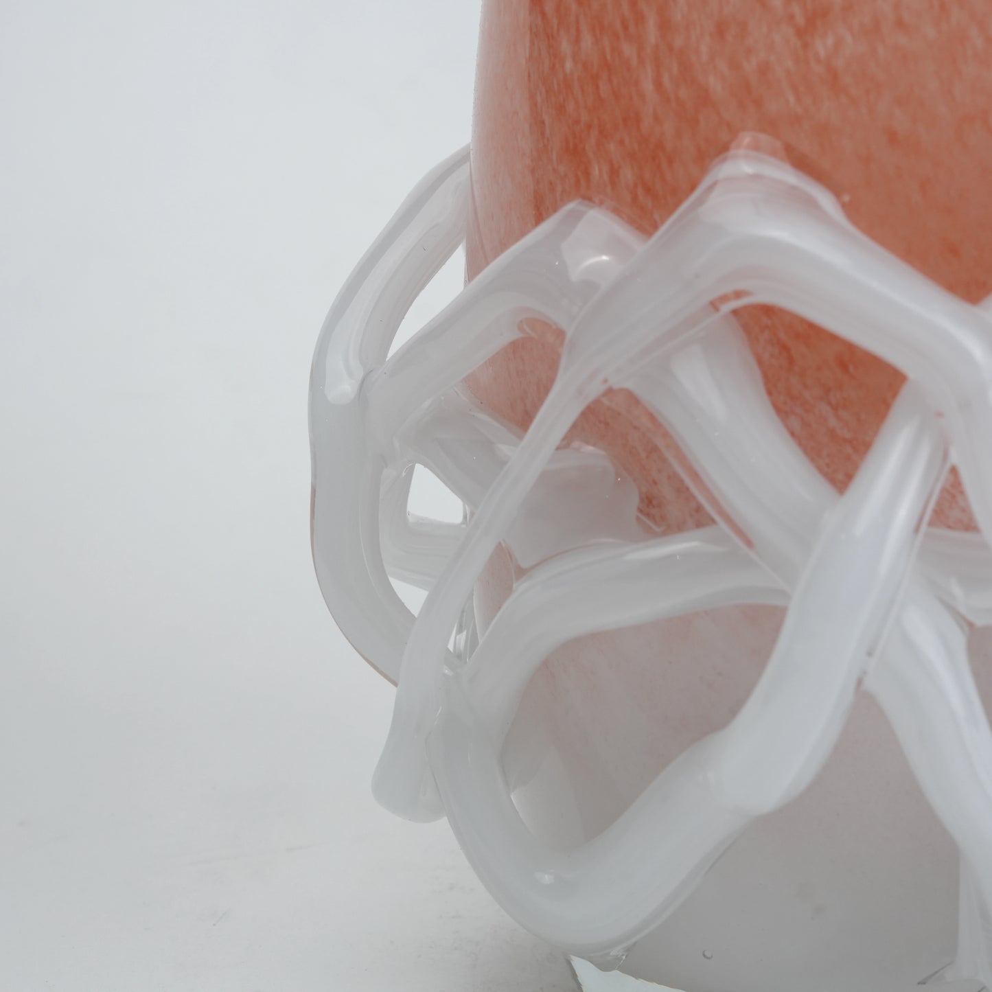 Peach glass vase with white abstract base design available in small and big sizes for modern home decor