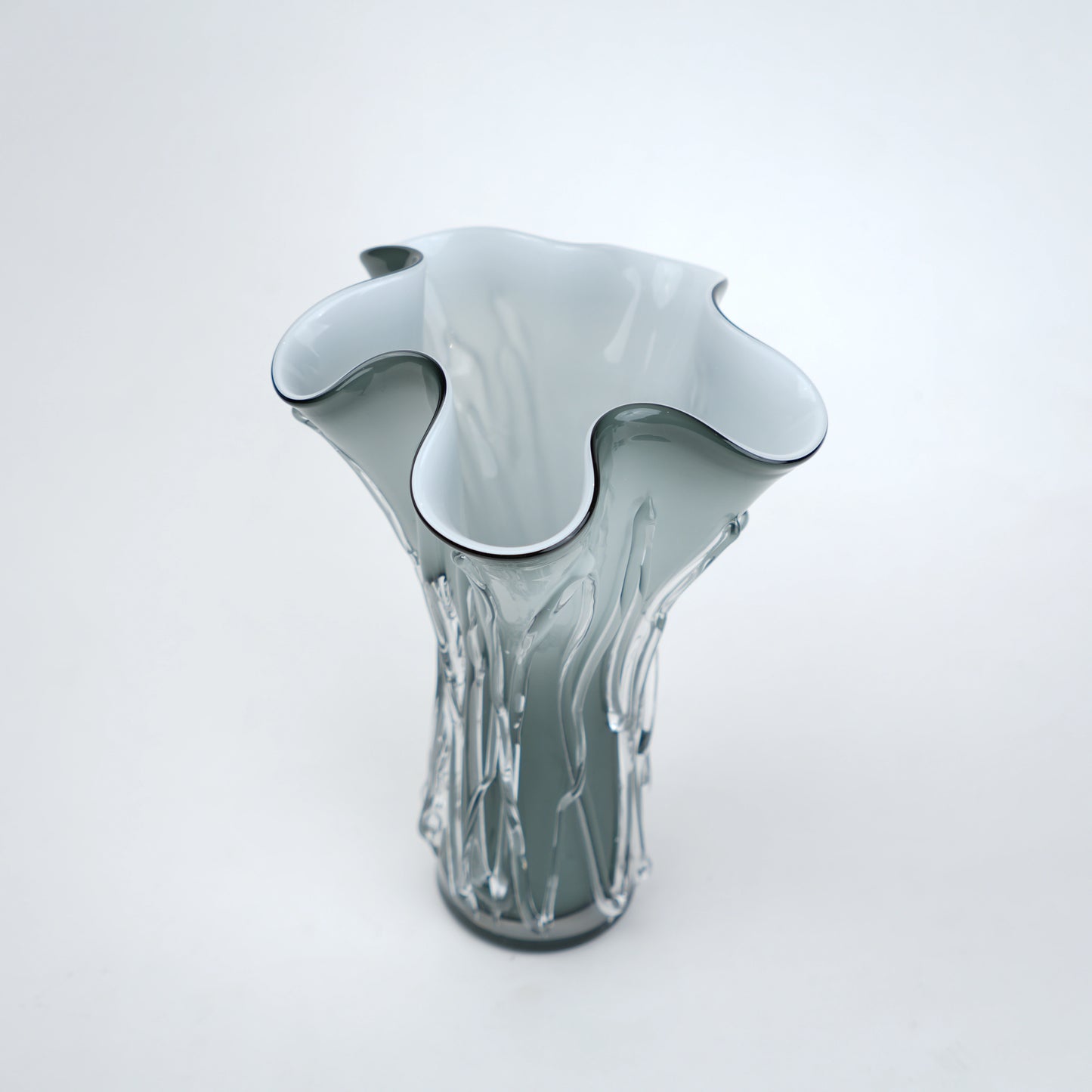 Smoky grey gradient flared trumpet glass decorative vase