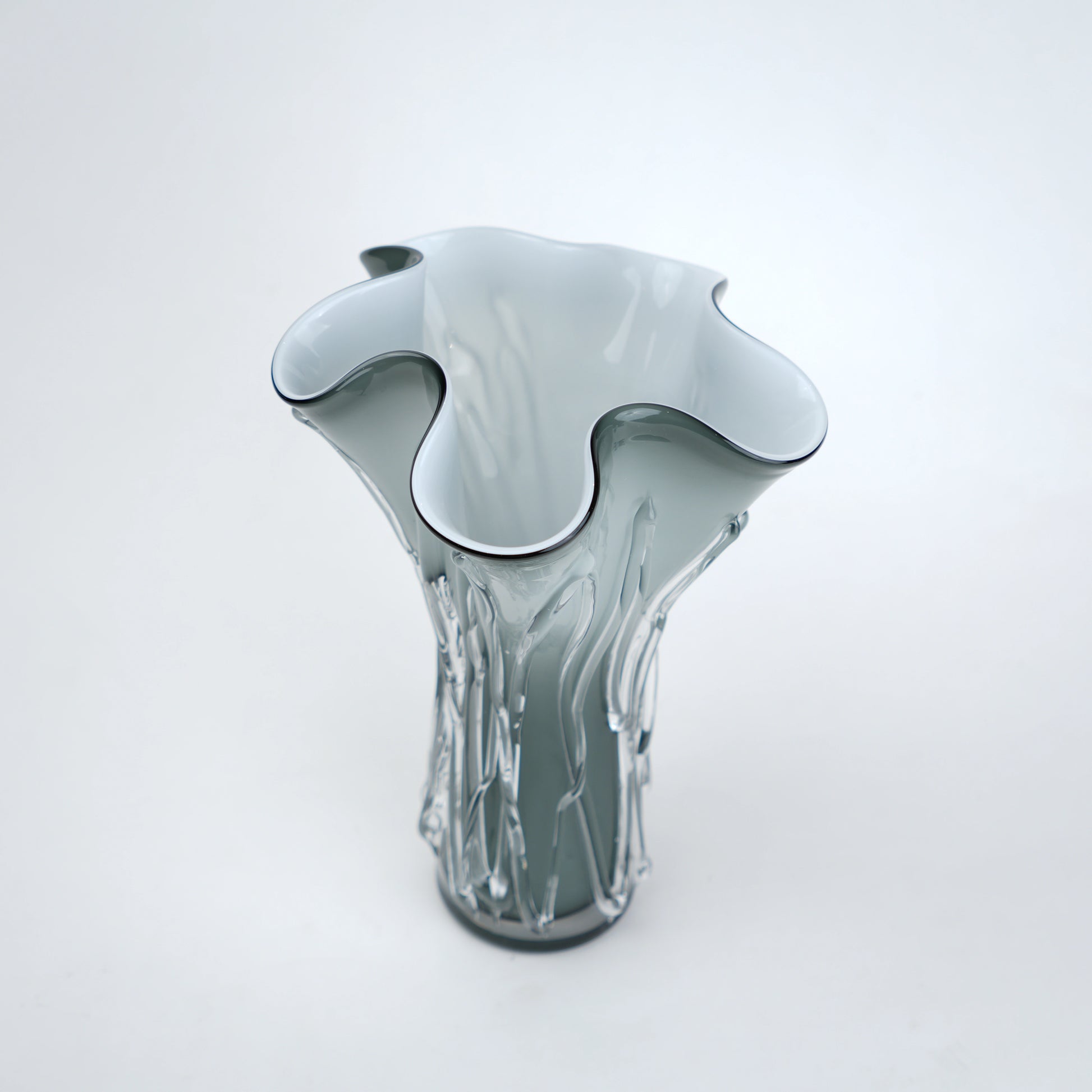 Smoky grey gradient flared trumpet glass decorative vase