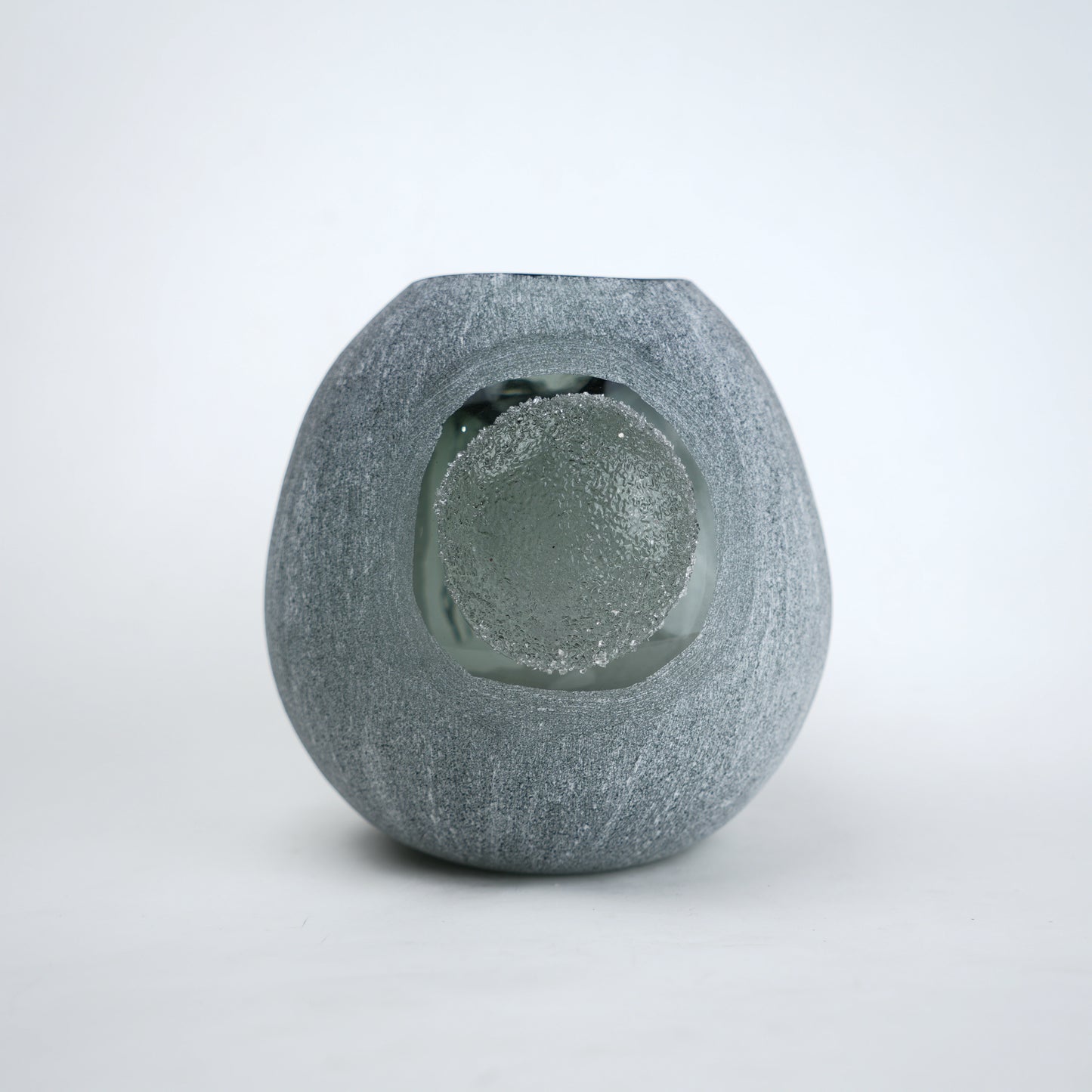 Orb Cut grey, geode interior window, front