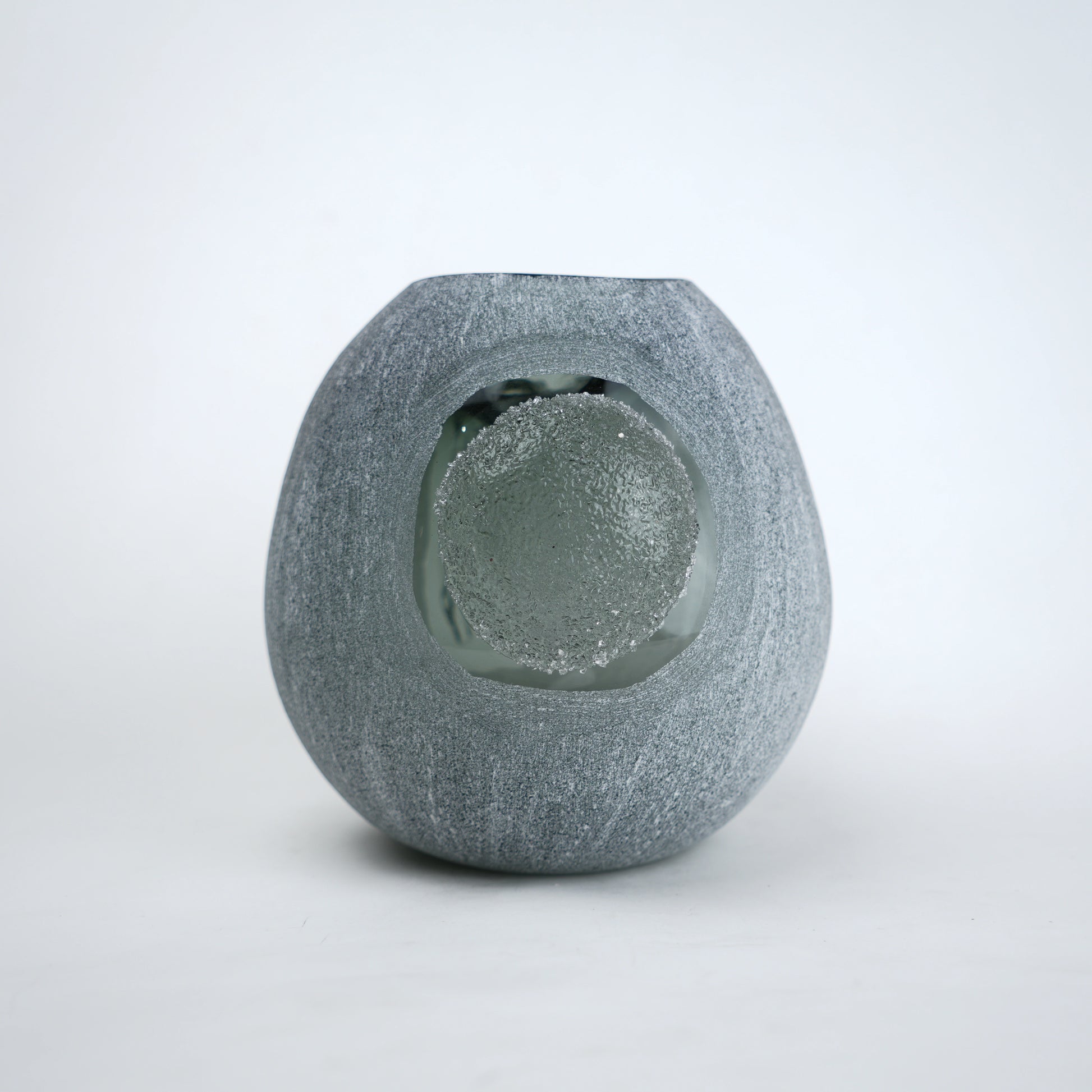 Orb Cut grey, geode interior window, front