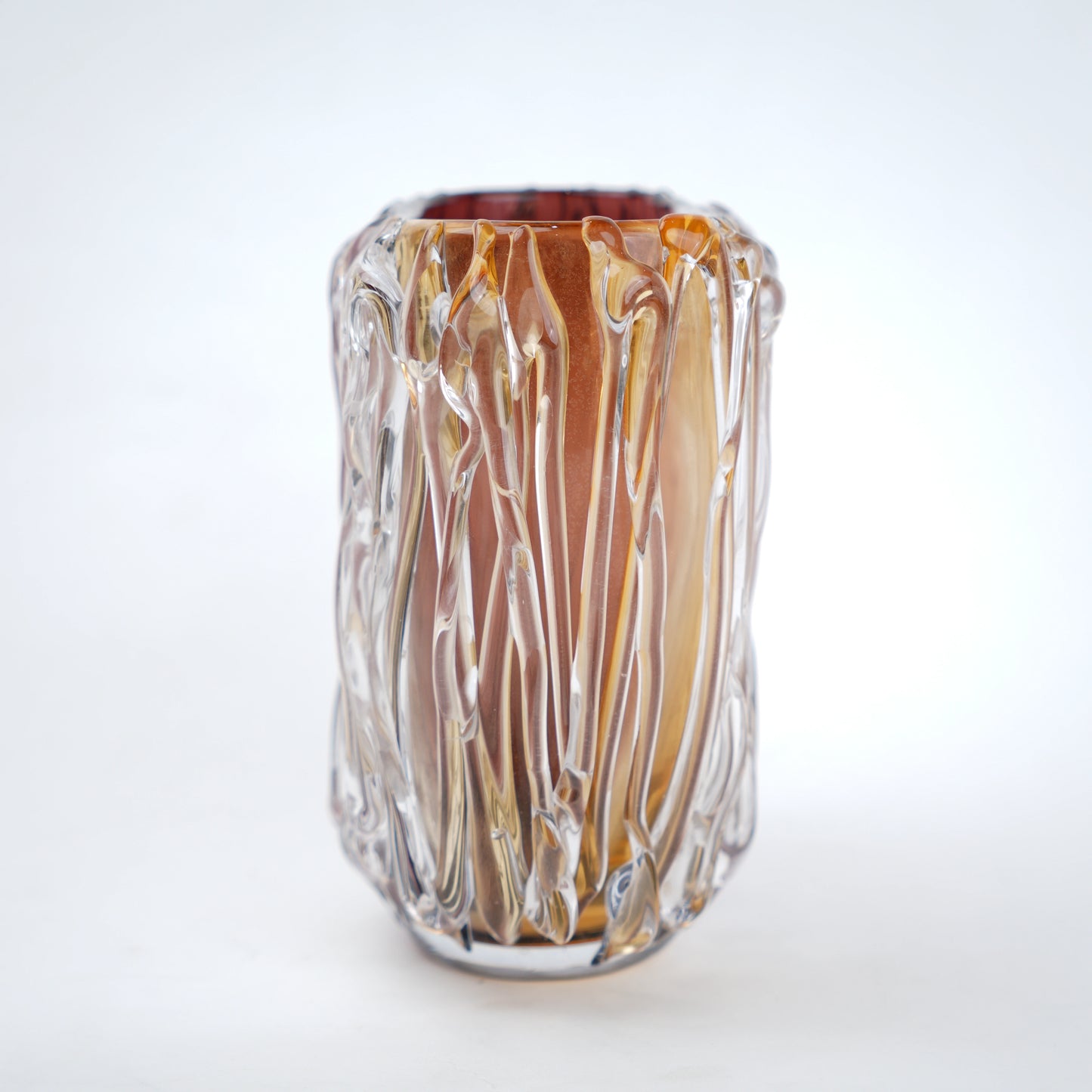 Amber Streak tall vase, vertical drips