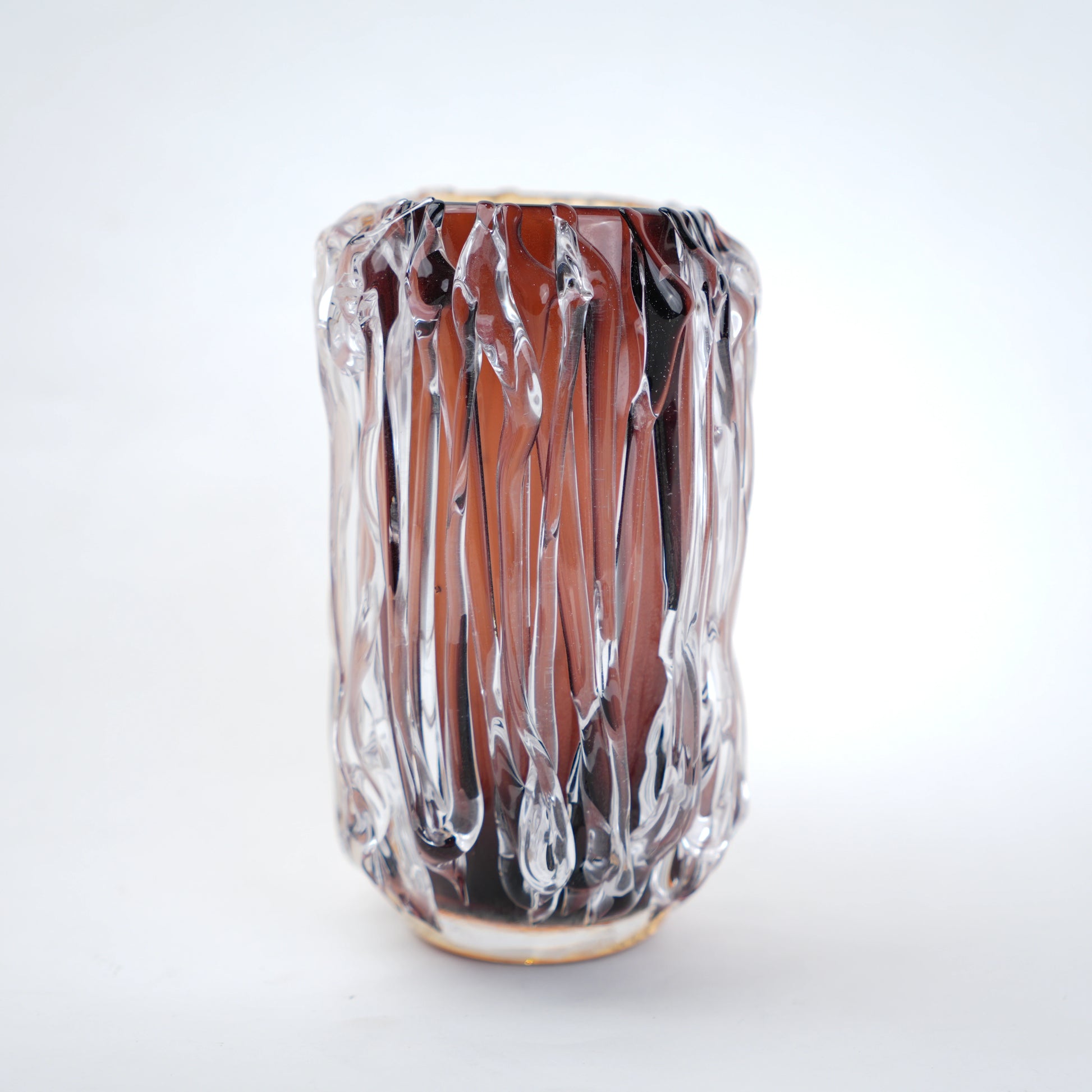 Amber Streak mahogany vase w/ gold rim