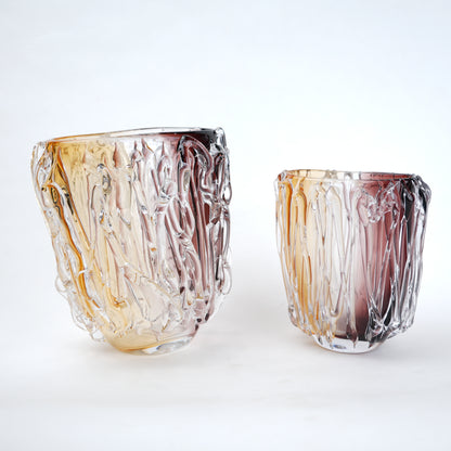 Amber Streak vase pair, scale comparison