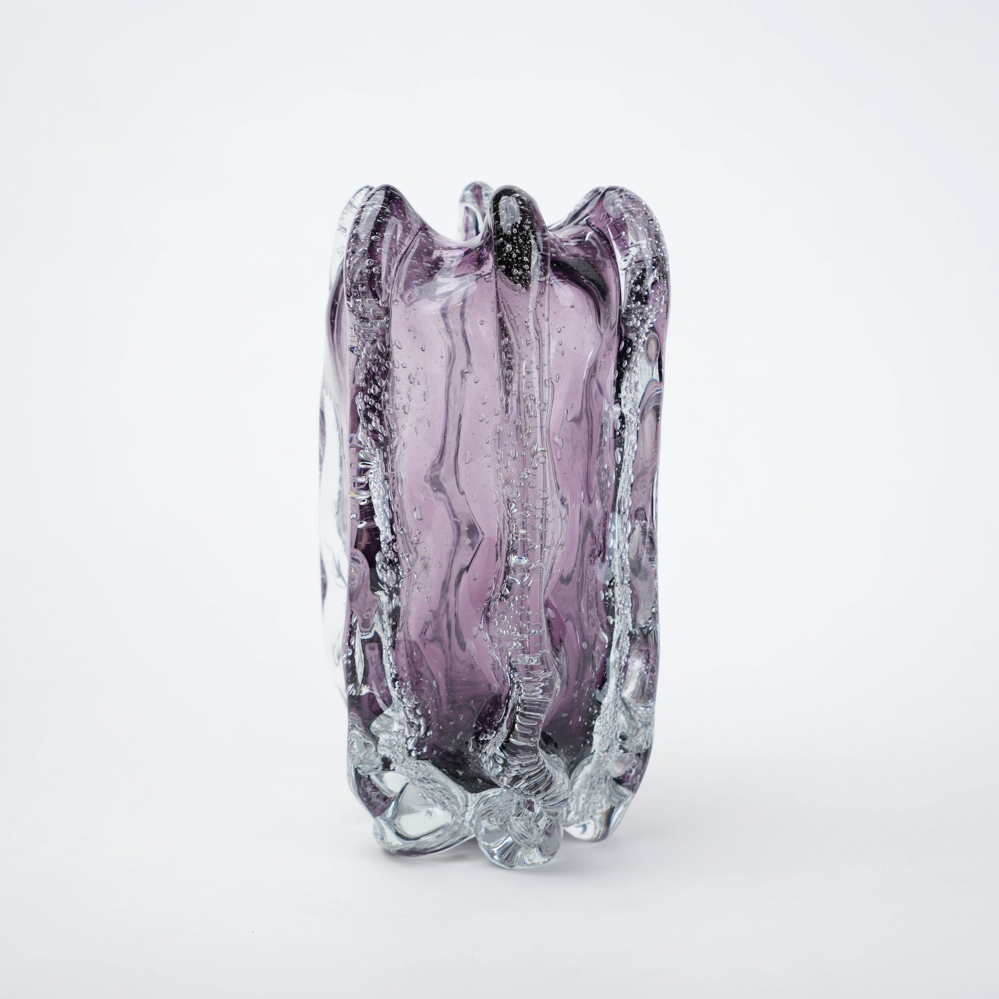 Textured Purple amethyst vase, front studio