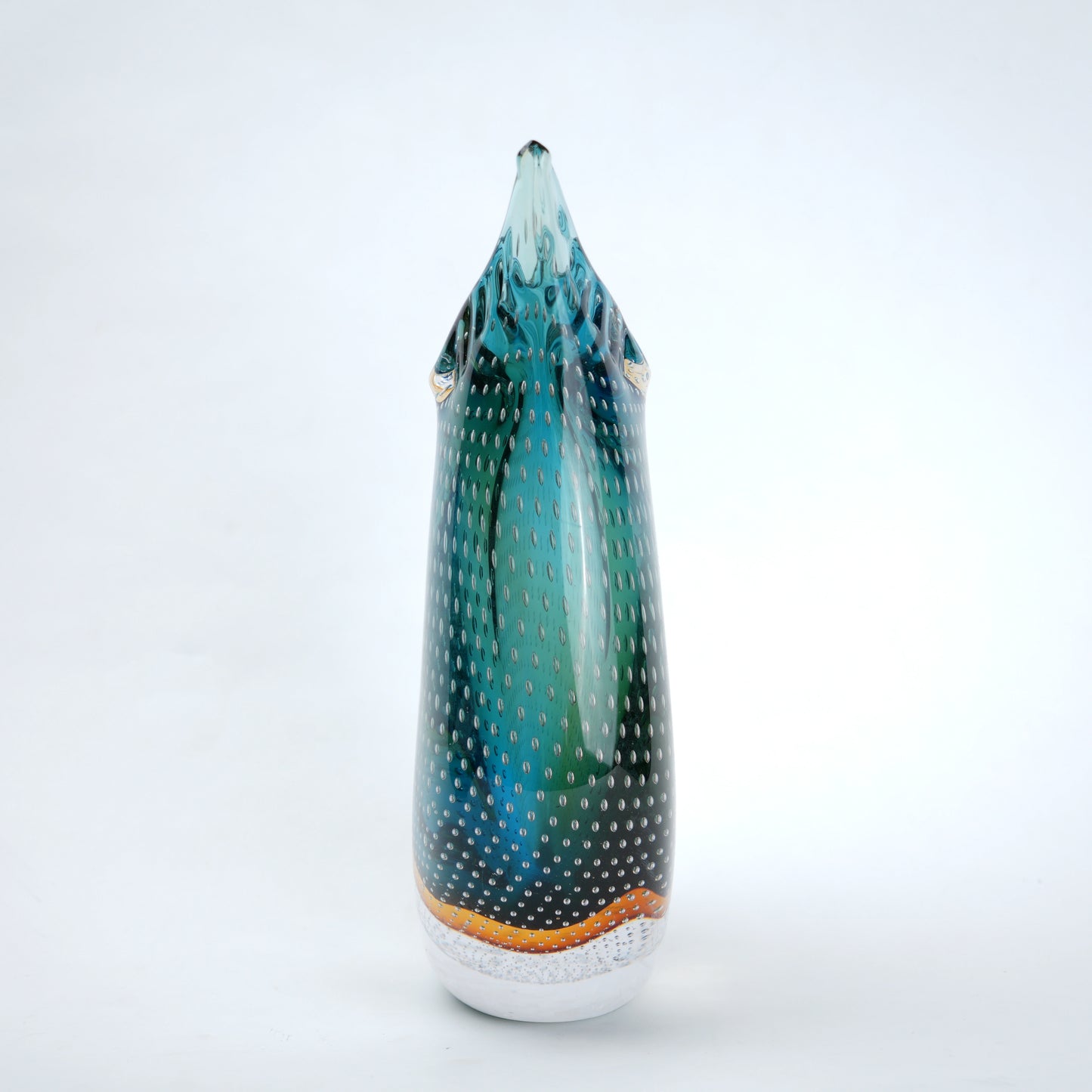 Teal amber gradient flared glass decorative vase