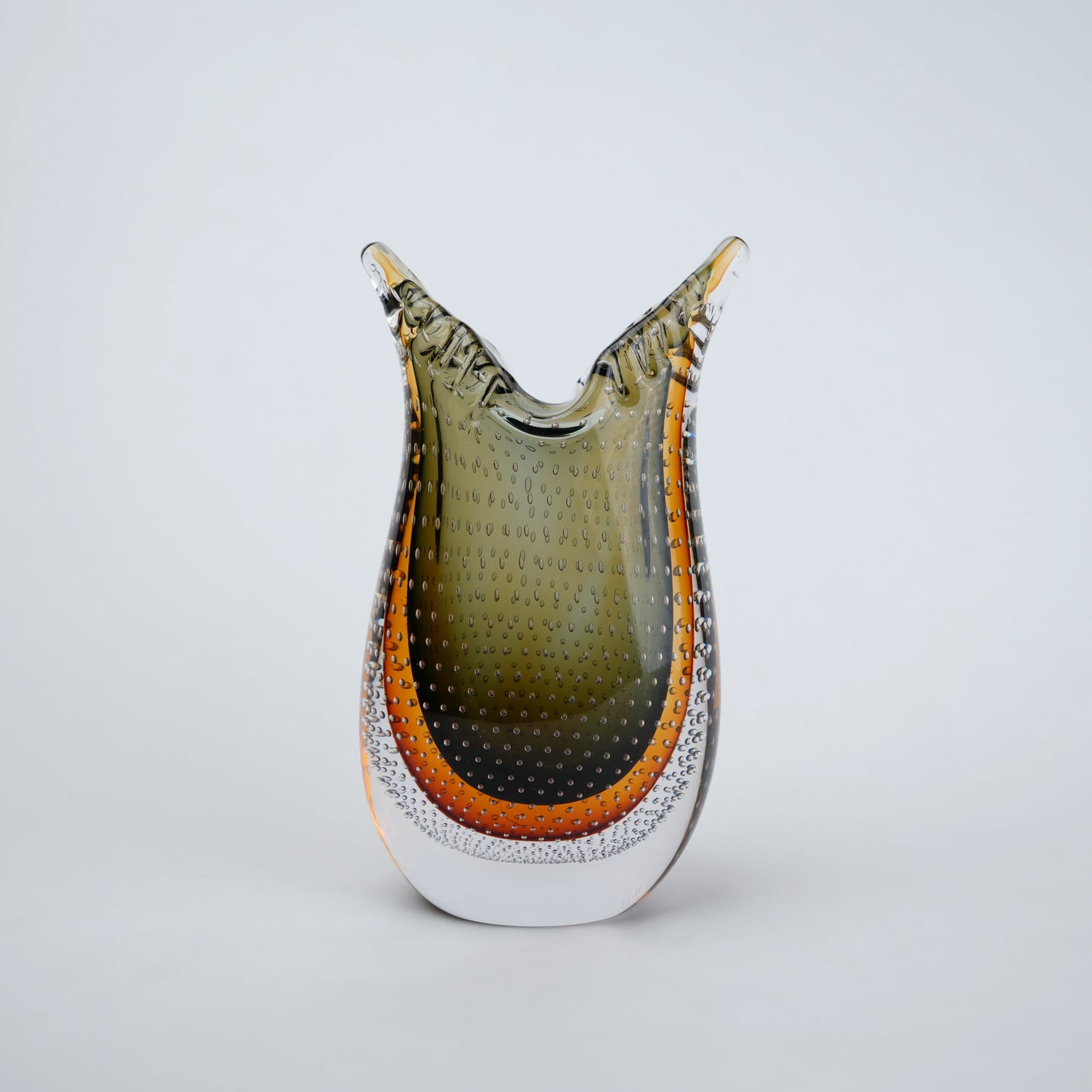 Olive amber gradient flared glass decorative vase
