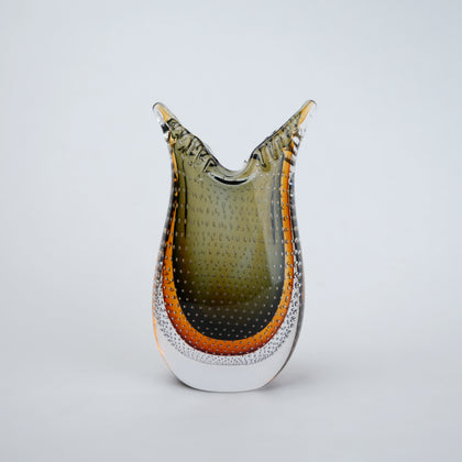 Olive amber gradient flared glass decorative vase