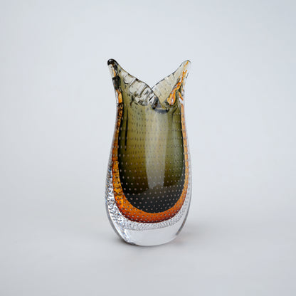 Olive amber gradient flared glass decorative vase
