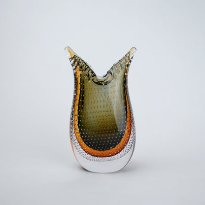 Olive amber gradient flared glass decorative vase