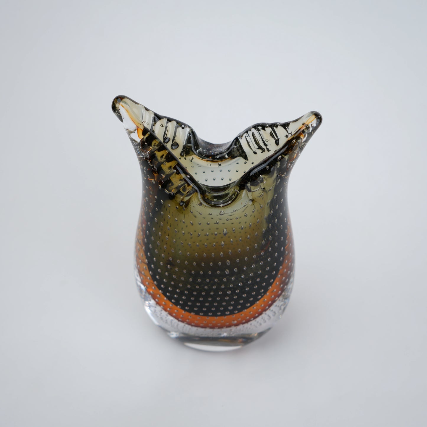 Olive amber gradient flared glass decorative vase