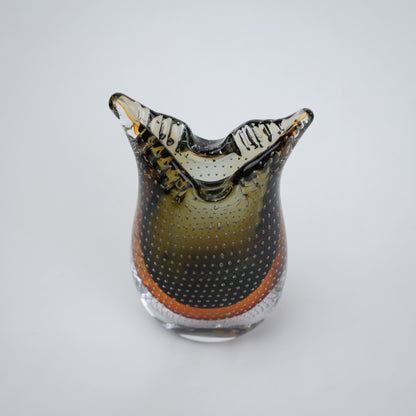 Olive amber gradient flared glass decorative vase