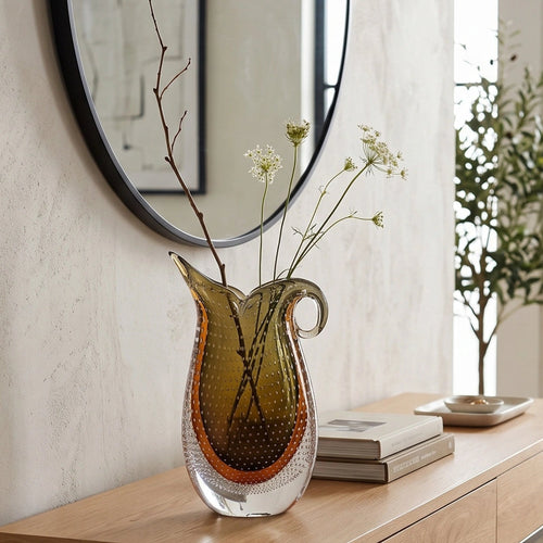 Flowline Amber Glass Vase