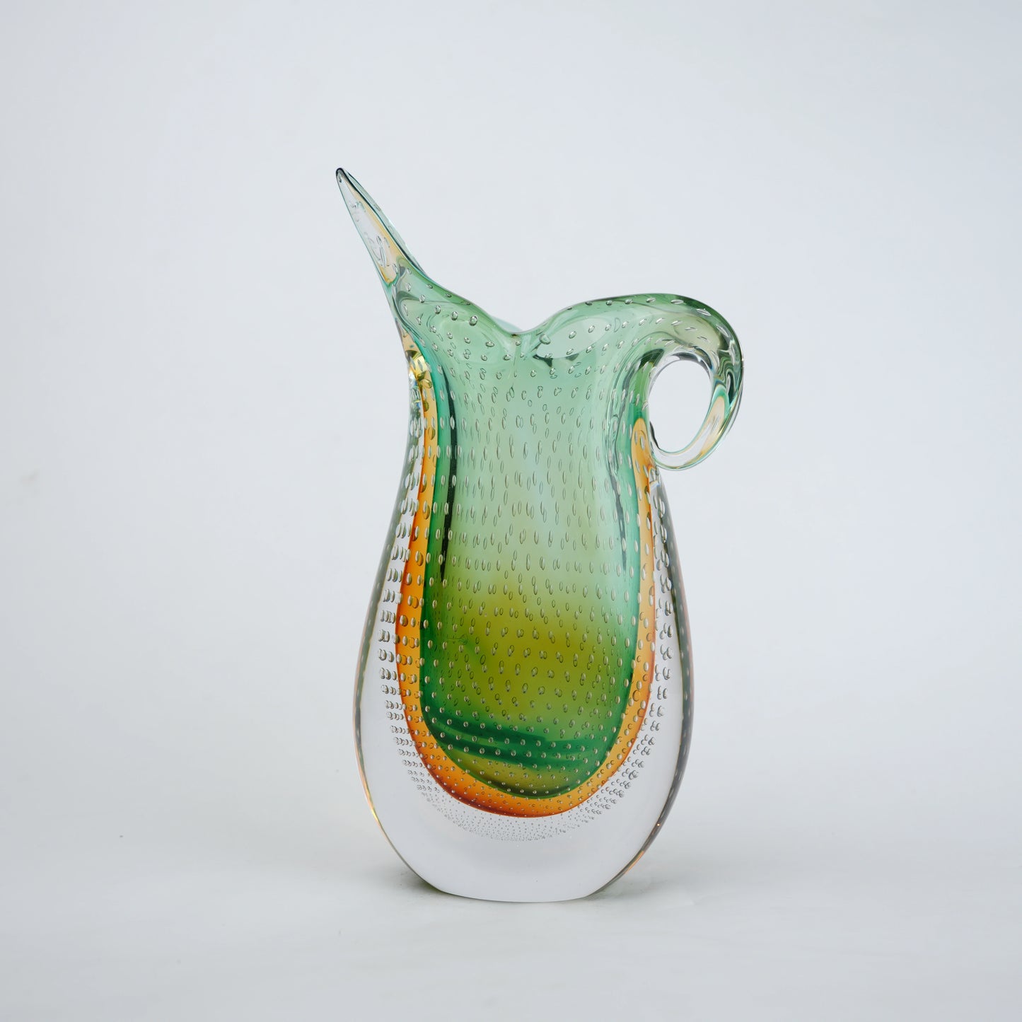 Emerald amber gradient asymmetrical glass decorative vase